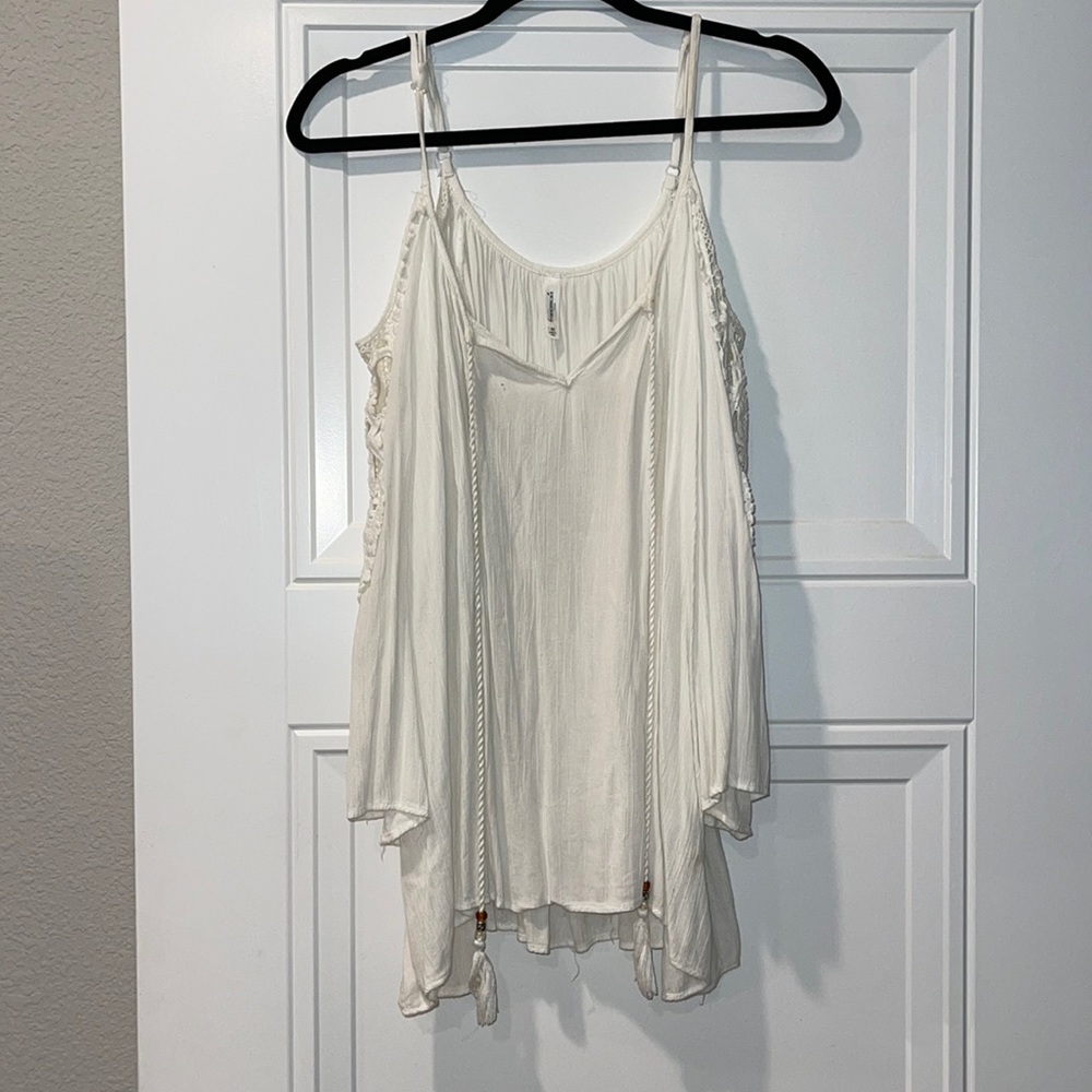 White/ cream lace off shoulder top